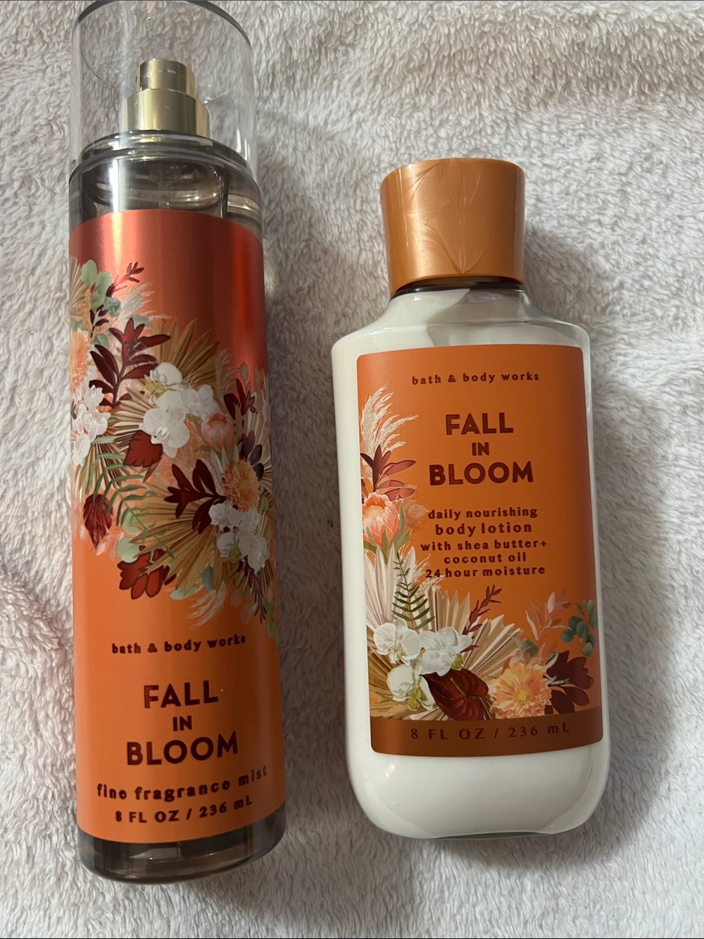 Bath & Body Works Fall in Bloom Mist & Lotion Set - Orange, White